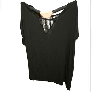 Lane Bryant Black T-shirt with Patterned Detail